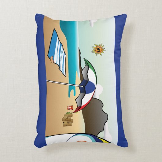 ビーチバケーションダークブルーアクセントピロー アクセントクッション (正面(垂直))