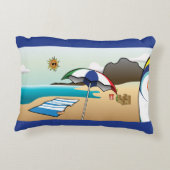 ビーチバケーションダークブルーアクセントピロー アクセントクッション (裏面)