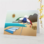 ビーチバケーションビッググリーティングカード カード (黄色い花)