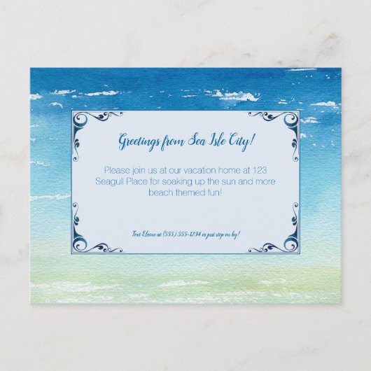 ビーチバケーションホームゲスト招待状 ポストカード (正面)