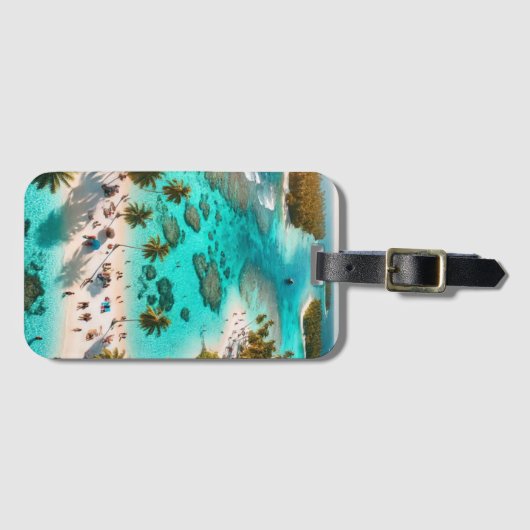 ビーチバケーションリゾート澄んウィズブルーウォーターアクティブ ラゲッジタグ (正面横)