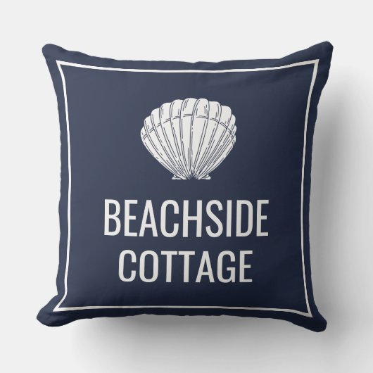 ビーチバケーションレンタルネイビーモダンシェルエアブ クッション (正面)