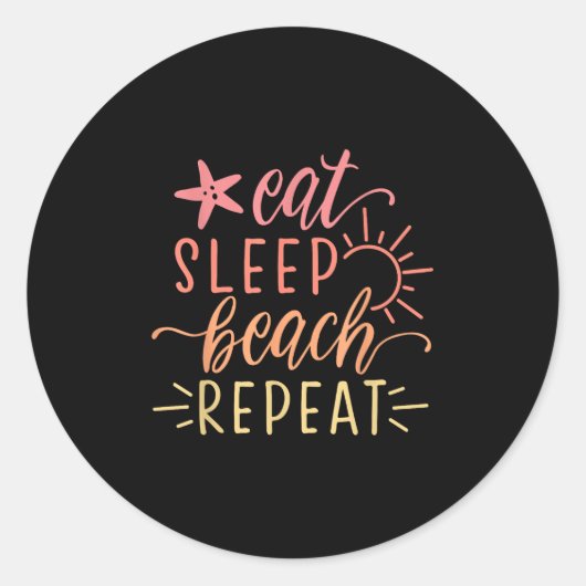 ビーチバケーション食べビーチスリープリピート ラウンドシール (正面)