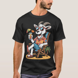 ビーチバケーション・リラックス・ヤギ・カクテル Tシャツ