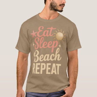 ビーチバケーション 食べる 海 眠る リピート 女の子 Tシャツ