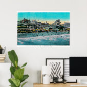 ビーチバスの前に、ロングホテルビーチ ポスター (ホームオフィス)