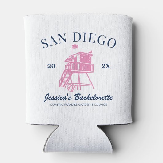 ビーチバチェロレッテのパーソナライズされた花嫁 缶クーラー (裏面)