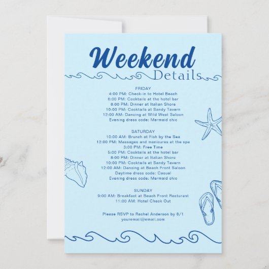 ビーチバチェロレッテの最後のトーストオンザコーストパーティー 招待状 (裏面)