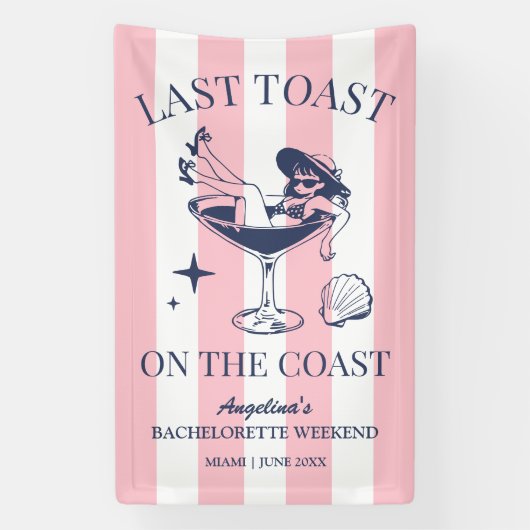 ビーチバチェロレッテの最後のトースト 横断幕 (縦)
