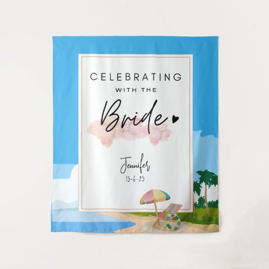 ビーチバチェロレッテの背景hensパーティー タペストリー (正面)