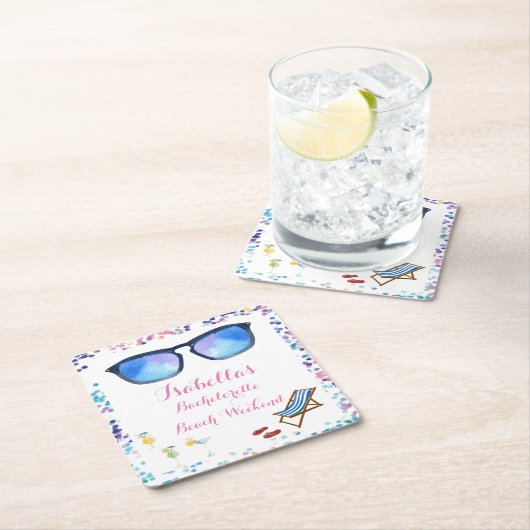 ビーチバチェロレッテウィークエンドパーティーコースター スクエアペーパーコースター (インサイチュ)
