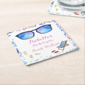 ビーチバチェロレッテウィークエンドパーティーコースター スクエアペーパーコースター (アングル)