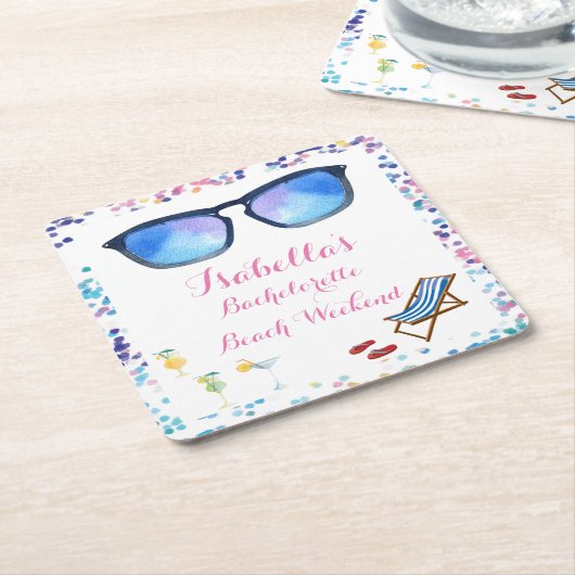 ビーチバチェロレッテウィークエンドパーティーコースター スクエアペーパーコースター (アングル)