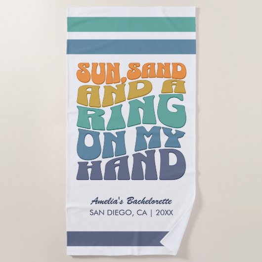 ビーチバチェロレッテグルーヴィレトロビーチブライド ビーチタオル (正面)
