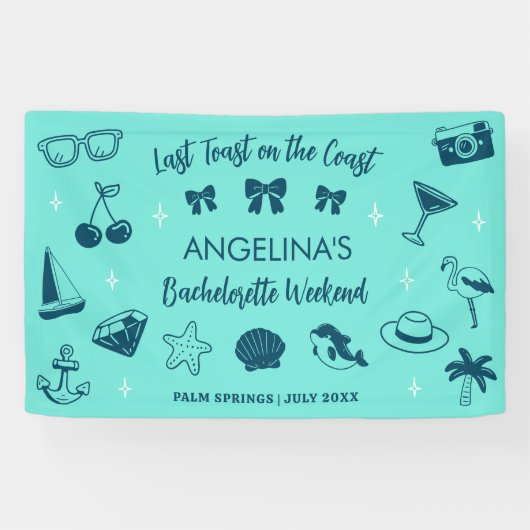 ビーチバチェロレッテコースタルドードルアート 横断幕 (横)