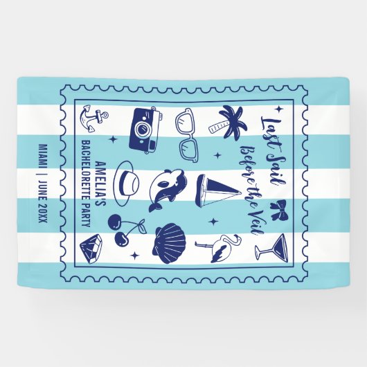 ビーチバチェロレッテパーティー ラストセイル ドゥードルストライプ 横断幕 (横)