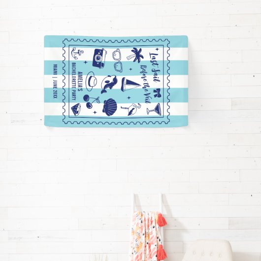 ビーチバチェロレッテパーティー ラストセイル ドゥードルストライプ 横断幕 (インサイチュ)