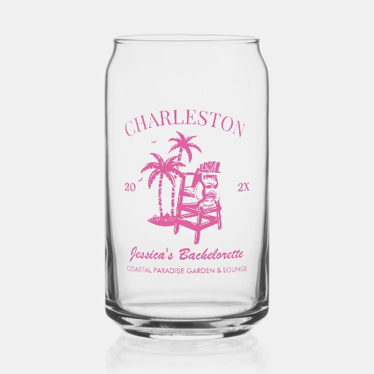 ビーチバチェロレッテピンクカスタムの花嫁 ガラス缶 (正面)