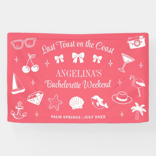 ビーチバチェロレッテラストトーストコーラルピンク 横断幕 (横)