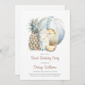 ビーチバチェロレッテ水彩招待状 招待状 (正面/裏面)