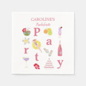 ビーチバチェロレッテBashブライダルシャワーウェルカムサイン スタンダードカクテルナプキン (正面)