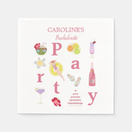 ビーチバチェロレッテBashブライダルシャワーウェルカムサイン スタンダードカクテルナプキン