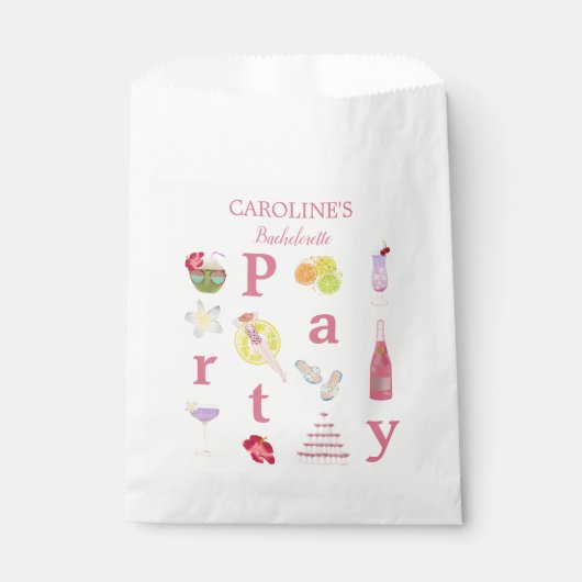 ビーチバチェロレッテBashブライダルシャワーウェルカムサイン フェイバーバッグ (正面)