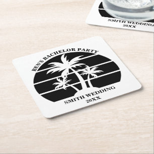 ビーチバチュラーパーティ結婚アイランドパーソナライズされた スクエアペーパーコースター