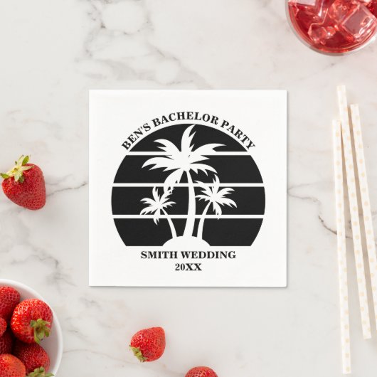 ビーチバチュラーパーティ結婚アイランドパーソナライズされた スタンダードカクテルナプキン (インサイチュ)