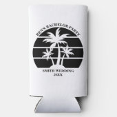 ビーチバチュラーパーティ結婚アイランドパーソナライズされた スリム缶クーラー (裏面)