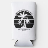 ビーチバチュラーパーティ結婚アイランドパーソナライズされた スリム缶クーラー (正面)