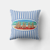 ビーチバニーラビットバケーションブルーストライプおもしろい&カウット クッション (裏面)