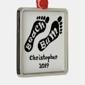 ビーチバパーソナライズされたムベアフットホリデー メタルオーナメント (右)