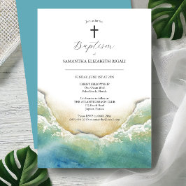 ビーチバプテスマ招待状水彩 招待状