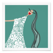 ビーチバベインホワイトフラワーズファッションイラストレーション フォトプリント            (正面)