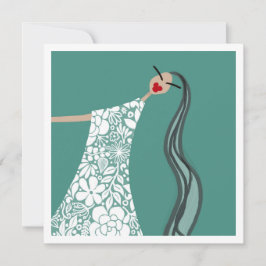 ビーチバベインホワイトフラワーズファッションイラストレーション 招待状