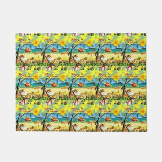 ビーチバムサンタクリスマスドアマット ドアマット (正面)