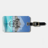 ビーチバムタイポグラフィと熱帯のヤシの木 ラゲッジタグ (正面横)