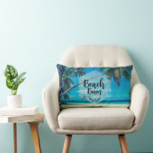 ビーチバムタイポグラフィと熱帯のヤシの木 ランバークッション (椅子)