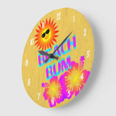 ビーチバムハイビスカスフラワークロックホワイトナンバ ラージ壁時計 (傾斜)