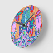 ビーチバムロック ラウンド壁時計 (傾斜)