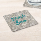 ビーチバム水ビーチ砂 スクエアペーパーコースター (アングル)