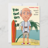 ビーチバム40thメンズ誕生日バートボーイおもしろい 招待状 (正面)