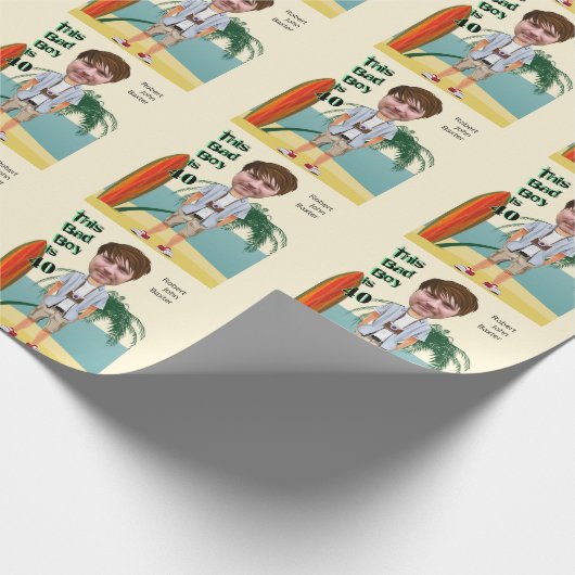 ビーチバム40th 🌊😎メンズ誕生日バートボーイおもしろい ラッピングペーパー (角)