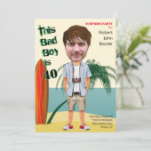 ビーチバム40th 🌊😎メンズ誕生日バートボーイおもしろい 招待状 (スタンド正面)