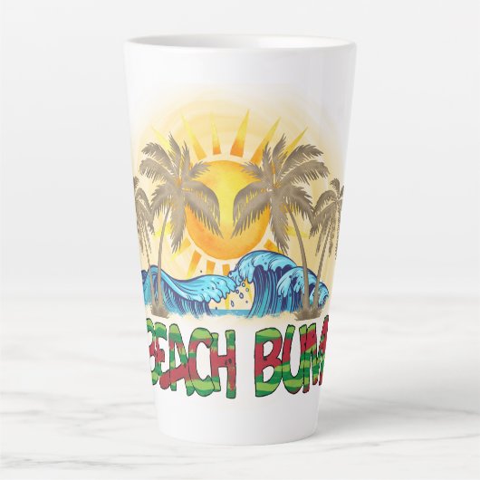 ビーチバム | スイカ、海波、トロピカルサン カフェラテマグ (正面)