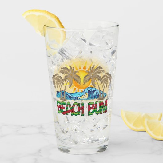 ビーチバム | スイカ、海波、トロピカルサン タンブラーグラス (アイス正面)