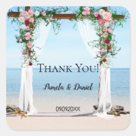 ビーチバラアーバー結婚ズサンキューステッカー スクエアシール
