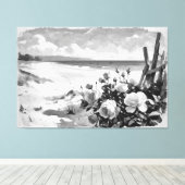 *~*ビーチバラB & W TV2 Streted Canvas Print キャンバスプリント (インサイチュ (ウッドフロア))