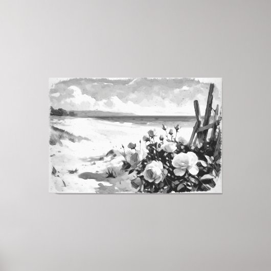 *~*ビーチバラB & W TV2 Streted Canvas Print キャンバスプリント (正面)